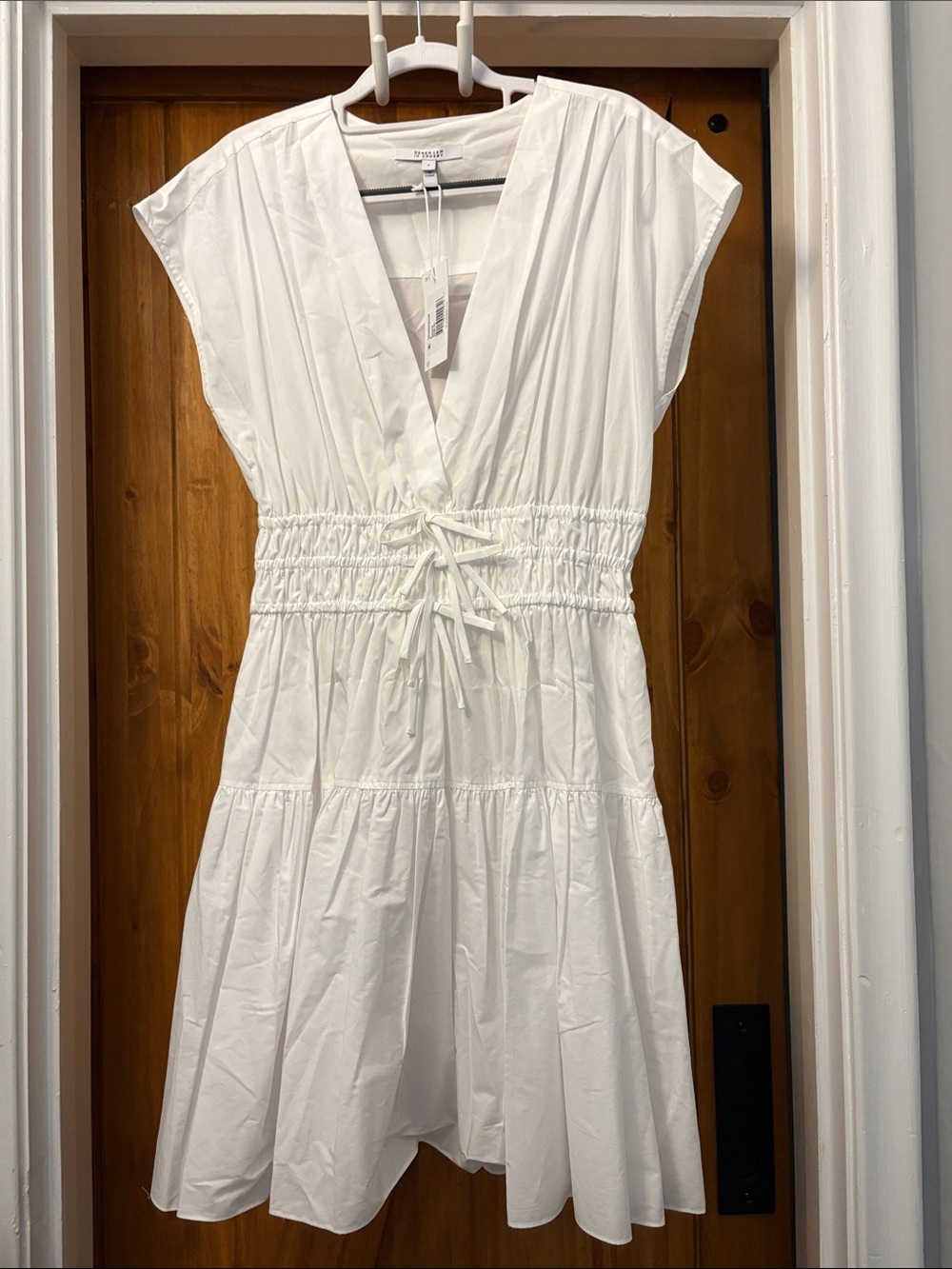 Derek Lamb 10 Crosby White Tora Cotton V Neck Mini Dress Size 8 NWT